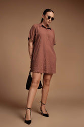 Pull On Dress - BROWN